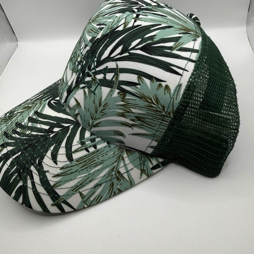 Molokai Hawaii Trucker Hat Green Tropical Leaf Snapback Mesh Cap Cappelli OSFM - Picture 12 of 14